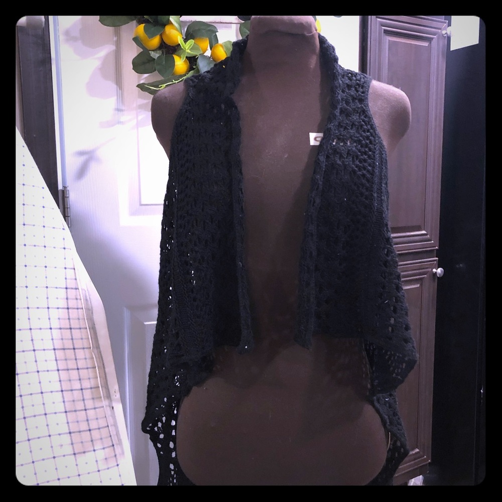Black Crochet Vest